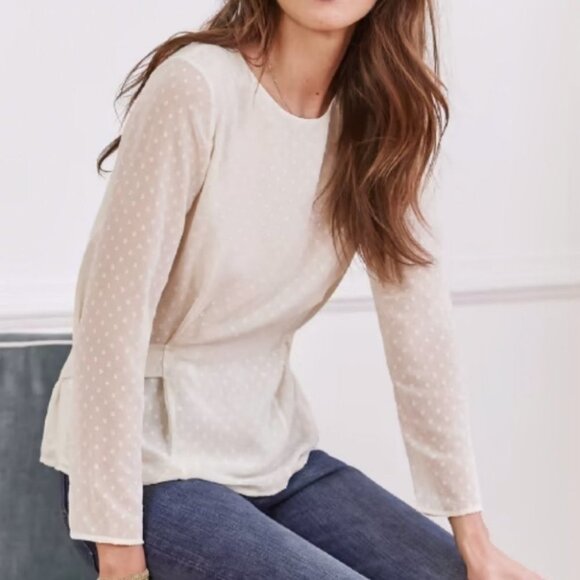 Sezane Jenna Blouse in Satin Ecru Off White Tie‎ Waist Size 36 or 4 French Top - Picture 11 of 11